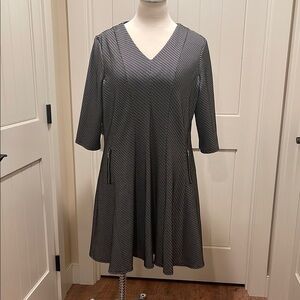 NWOT Lane Bryant Black White Chevron Like Pattern A-Line Dress Size 26/28